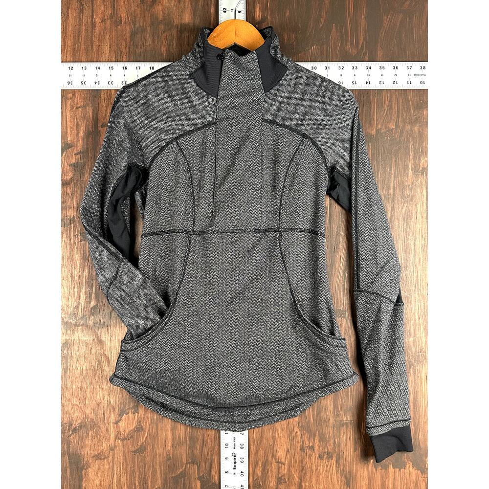 Lululemon Athletica Half Zip Base Runner Jacket Heathered Herringbone Womens‎ 8